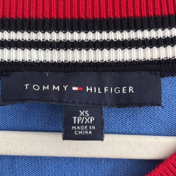 Tommy Hilfiger Preppy Sweater Cotton Blue Tennis Nautical Coastal Prep XS Classi - Picture 2 of 5